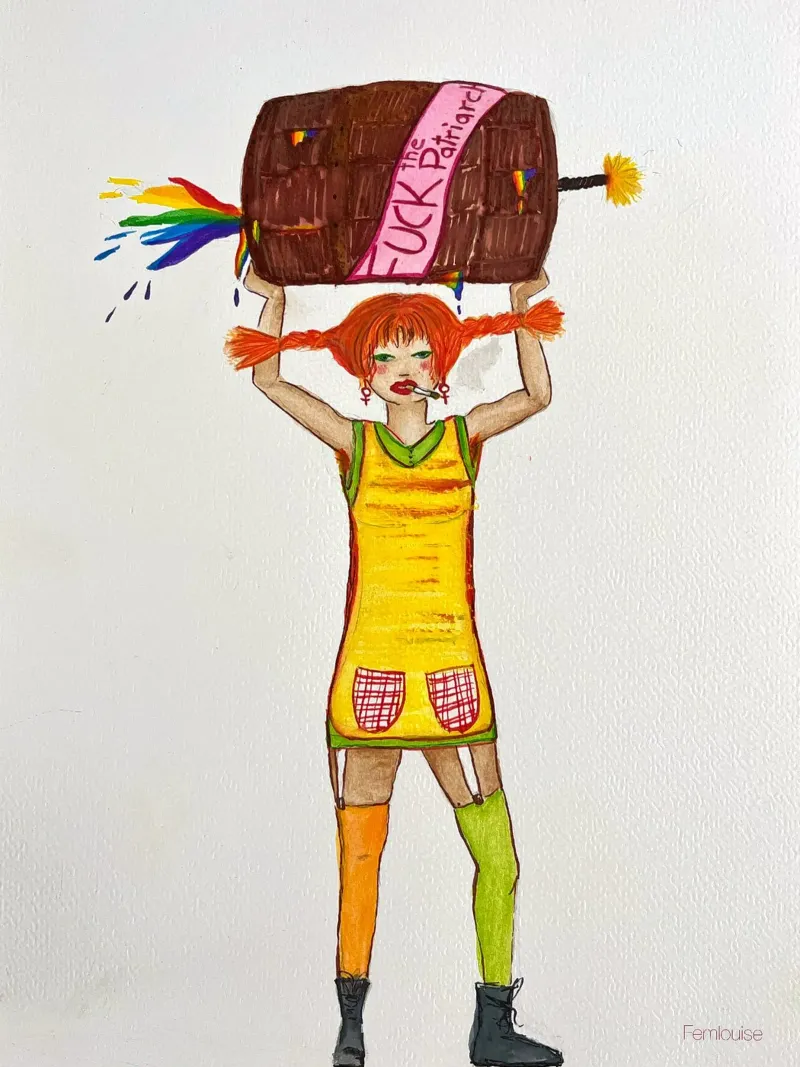 All grown up - Pippi lienzo con Marco flotante de Femlouise.illustrations