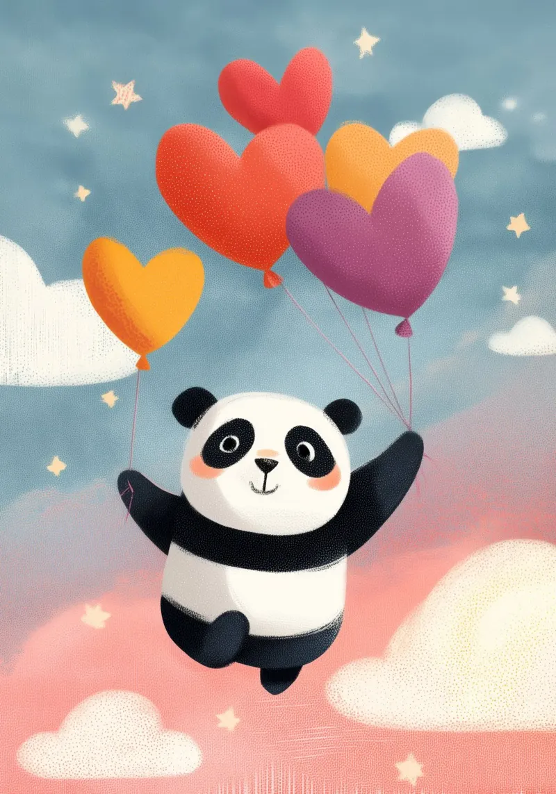 Panda in the Sky poster con telaio in alluminio da Kiara