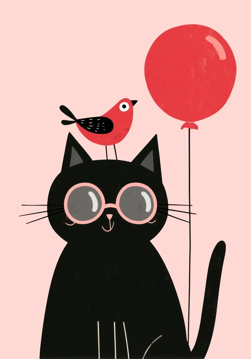 Purr & Tweet poster con telaio in alluminio da Kiara
