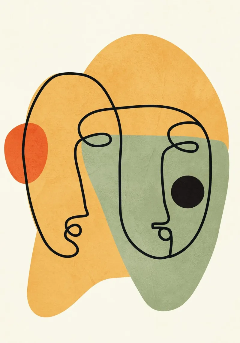 Abstract Faces 13 poster con telaio in alluminio da cityart