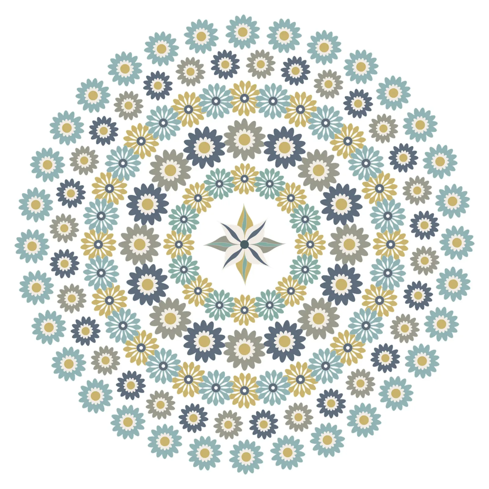 Mandala, fleurs bleus et marrons poster con telaio in plastica da Collection “Esprit Mandala"