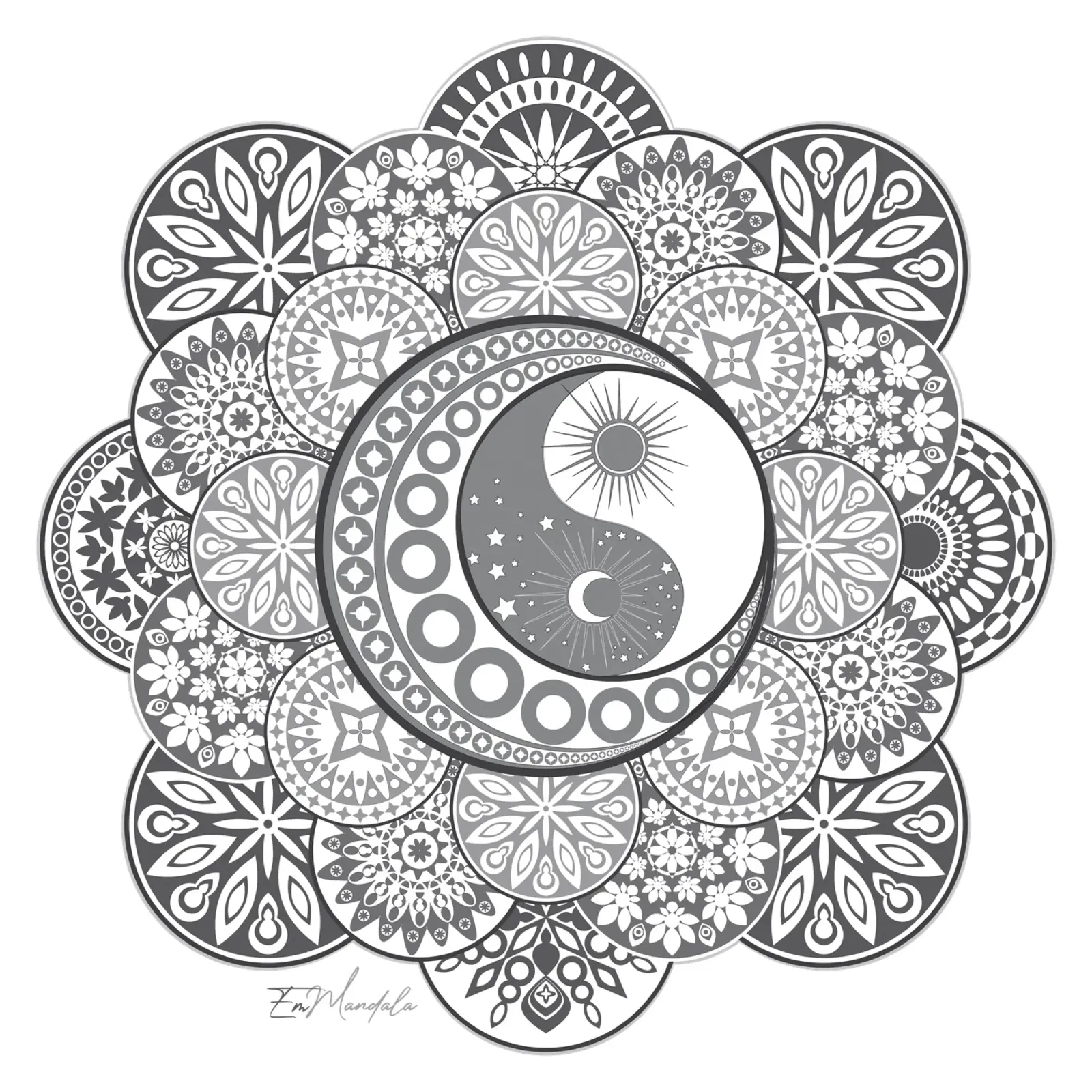 Mandala, yin e yang poster con telaio in plastica da Collection “Esprit Mandala"