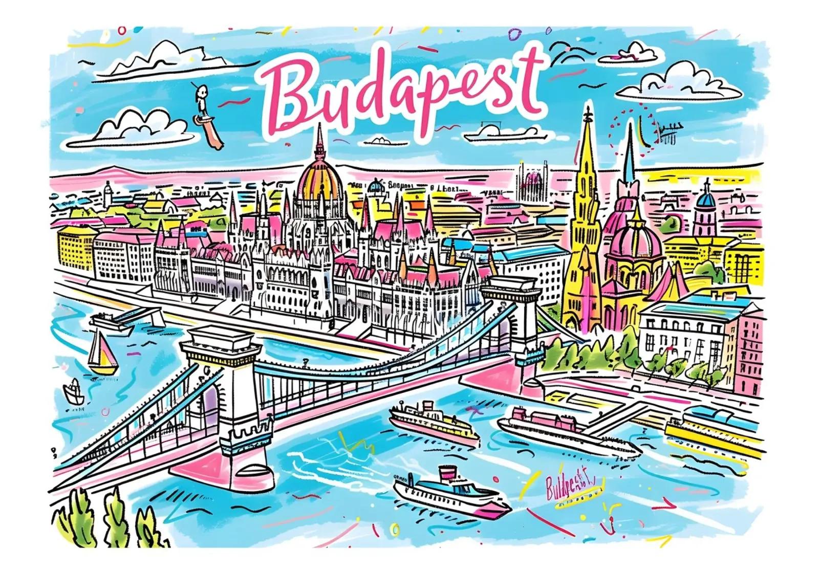 Bruisend Boedapest | Pop Art Reisposter canvas met Baklijst van homdeco