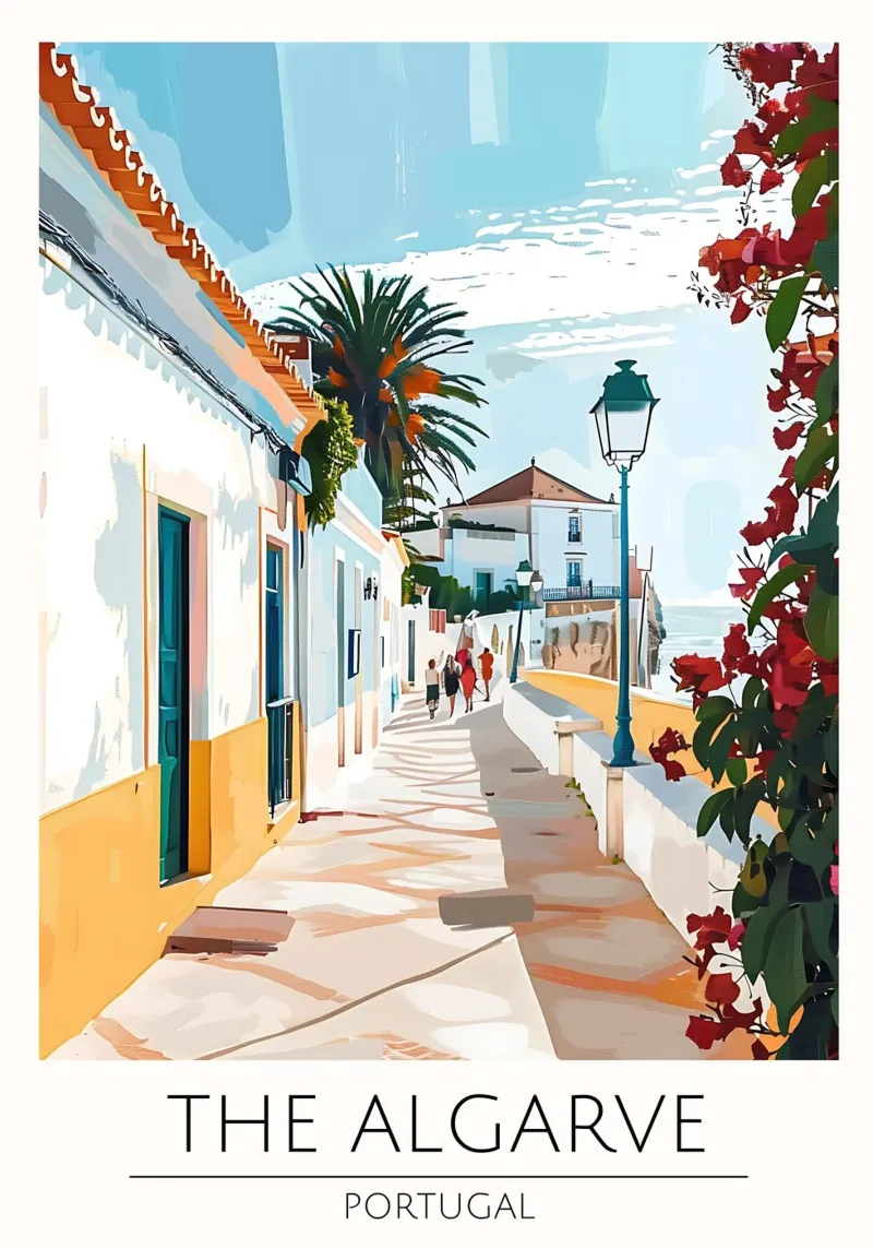 L'Algarve, Portogallo - Poster di viaggio in stile vintage poster con telaio in plastica da homdeco