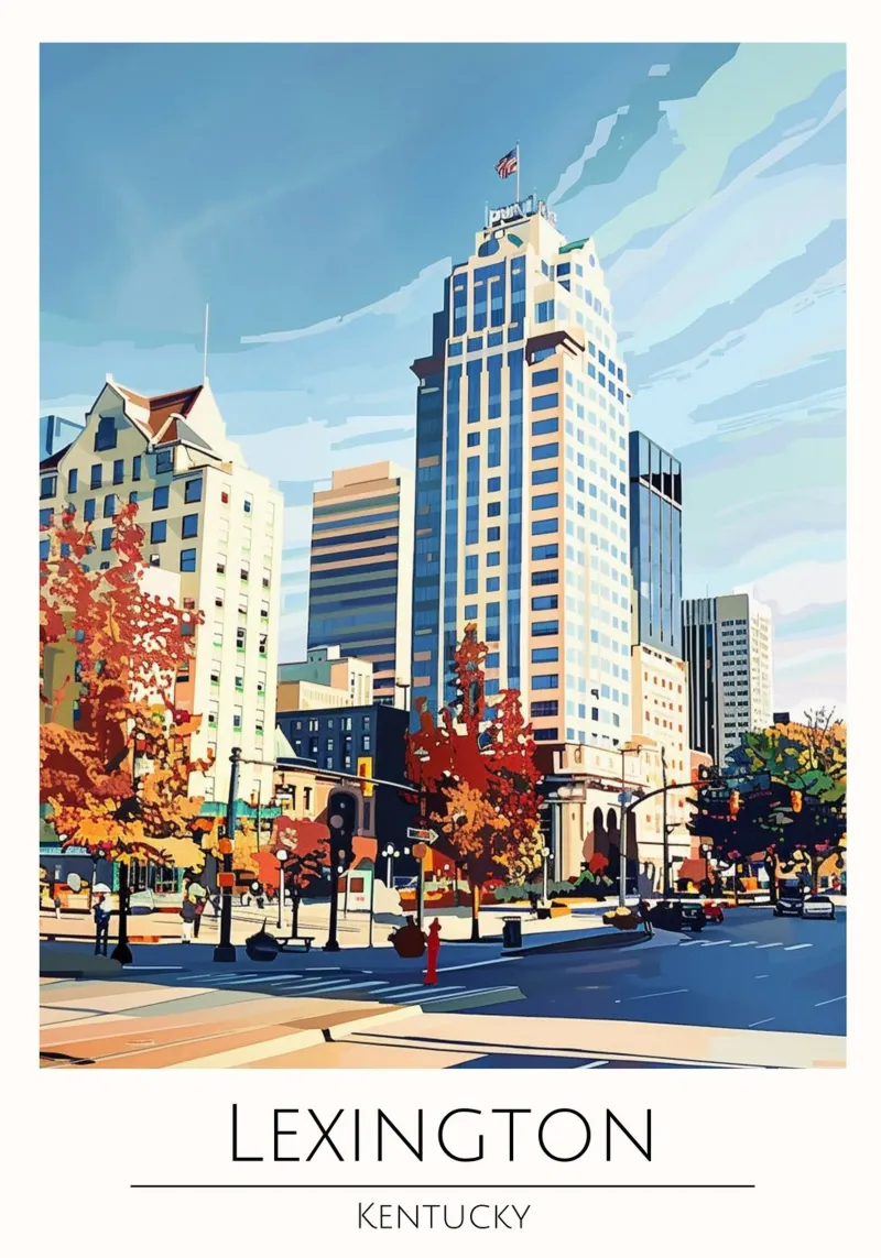 Lexington, Kentucky - Vintage Stijl Reisposter canvas met Baklijst van homdeco