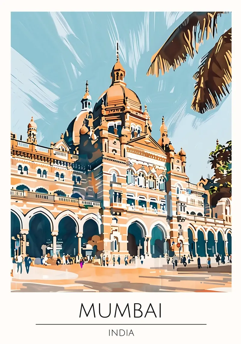 Mumbai, India - Poster di viaggio in stile vintage poster da homdeco