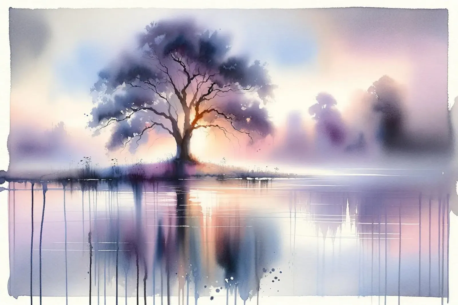 Tranquil Tree Reflection poster with plastic frame by Chromatic Fusion Studio