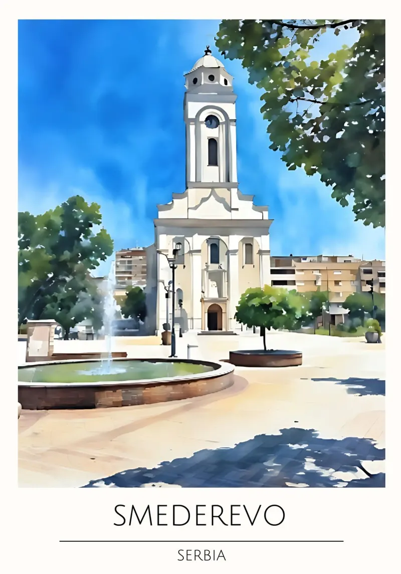 Smederevo, Servië - Vintage stijl reisposter canvas met Baklijst van homdeco