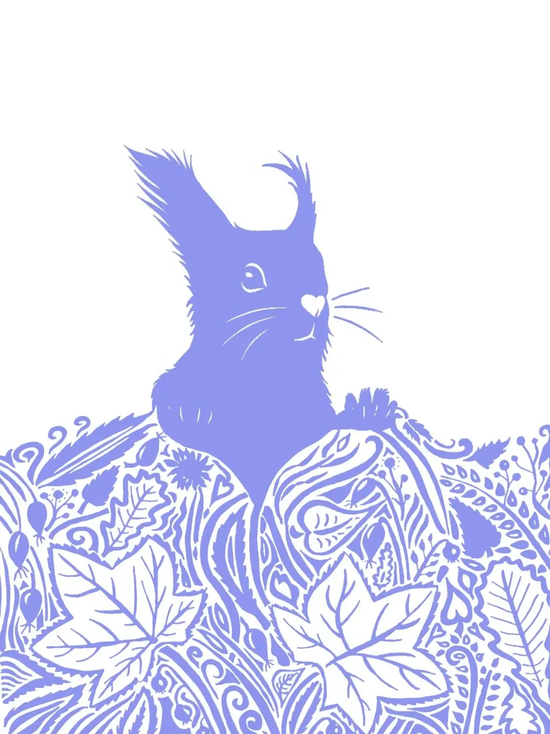 Scoiattolo in autunno - viola chiaro carta hahnemühle da PaperLine Art