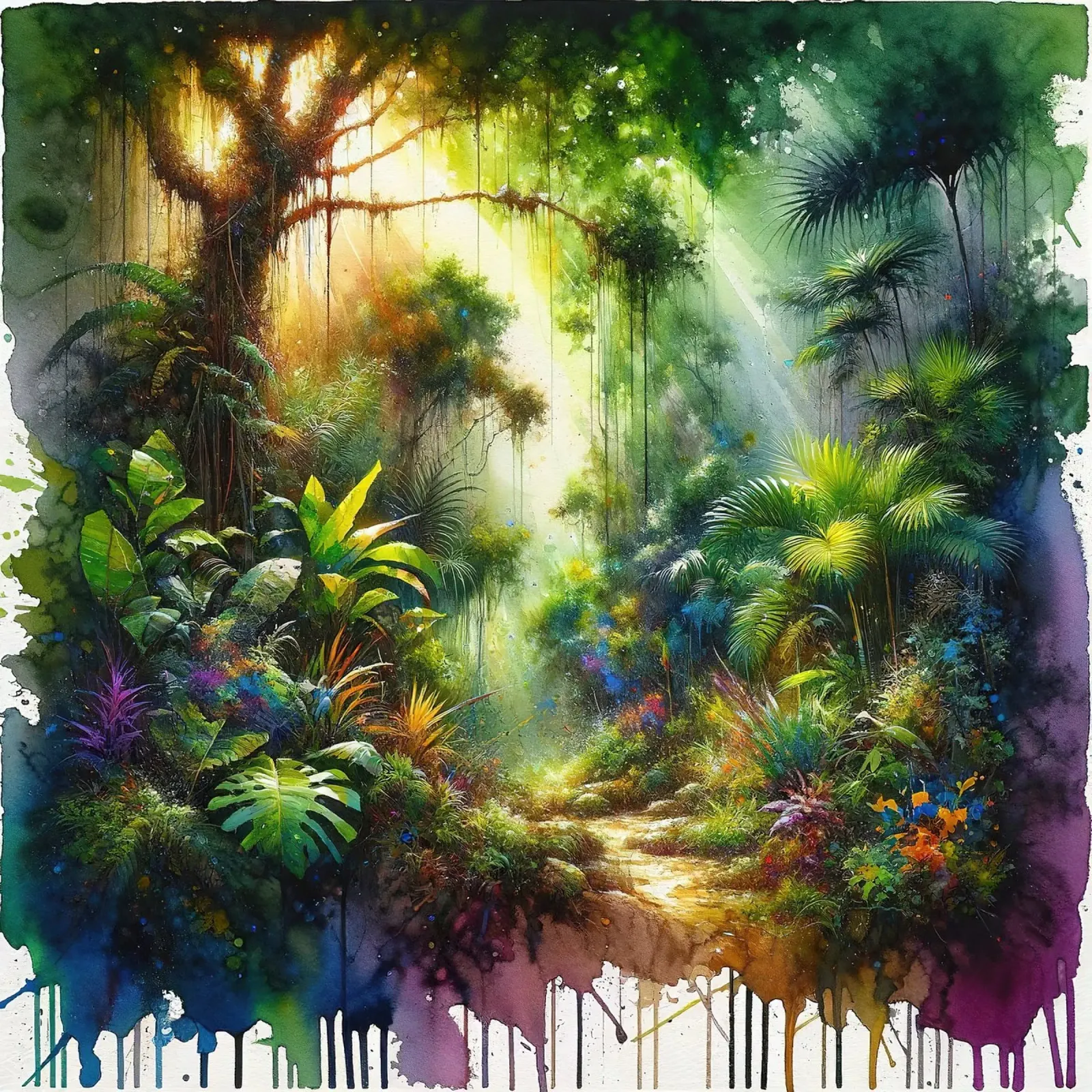 Die Lebendigkeit des Dschungels Poster mit Holzrahmen von Chromatic Fusion Studio