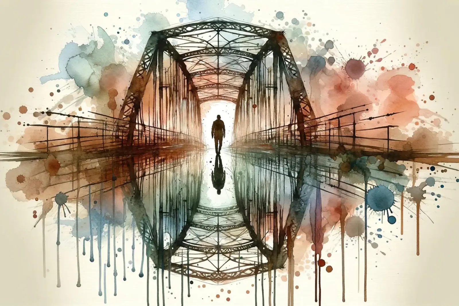 Vibrant Bridge Reflection canvas with Floater frame by Chromatic Fusion Studio