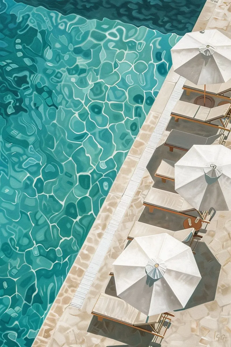 Aqua Tranquility poster con telaio in alluminio da Mosaic Dialogue
