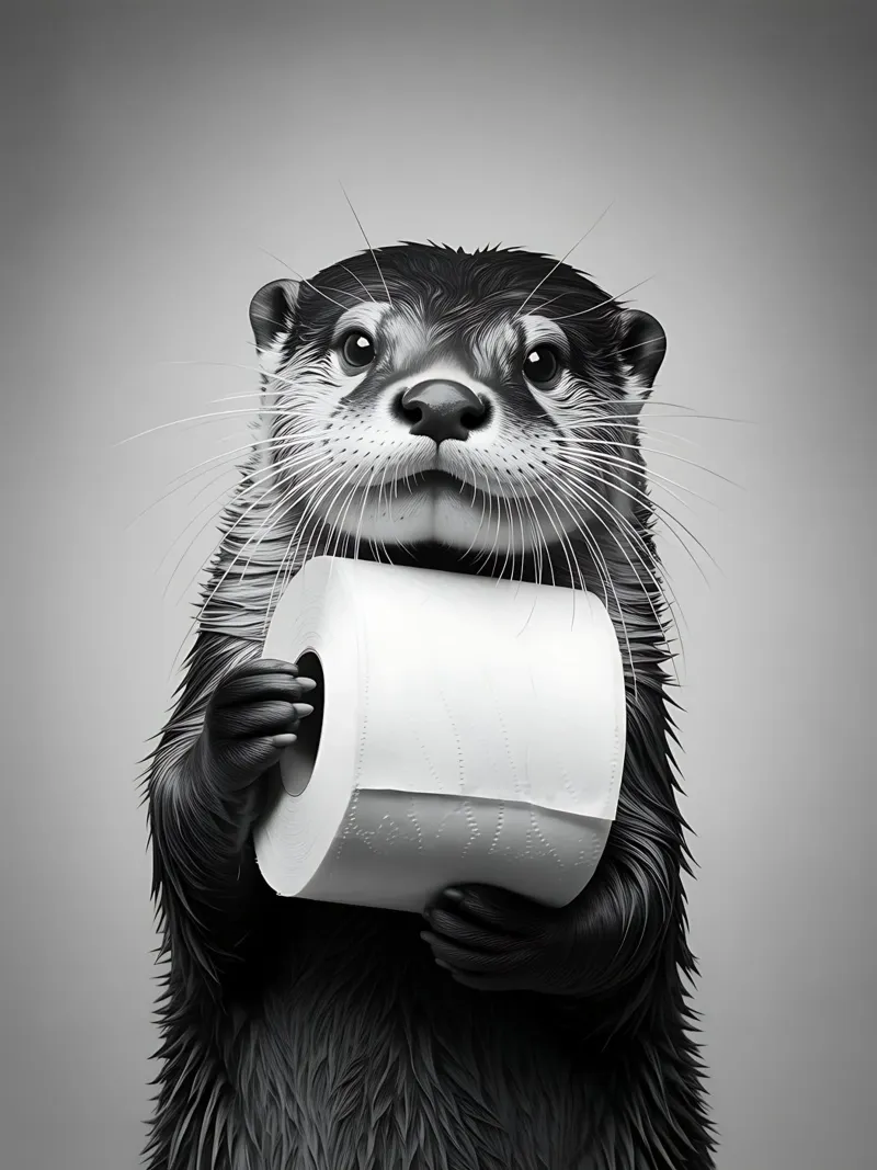 Lontra e carta igienica poster con telaio in plastica da Plain Thoughts