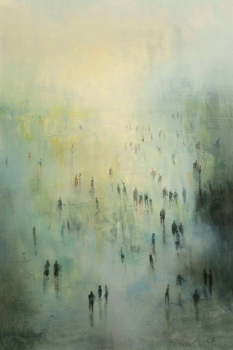 Mist of the Crowd poster con telaio in plastica da Mosaic Dialogue