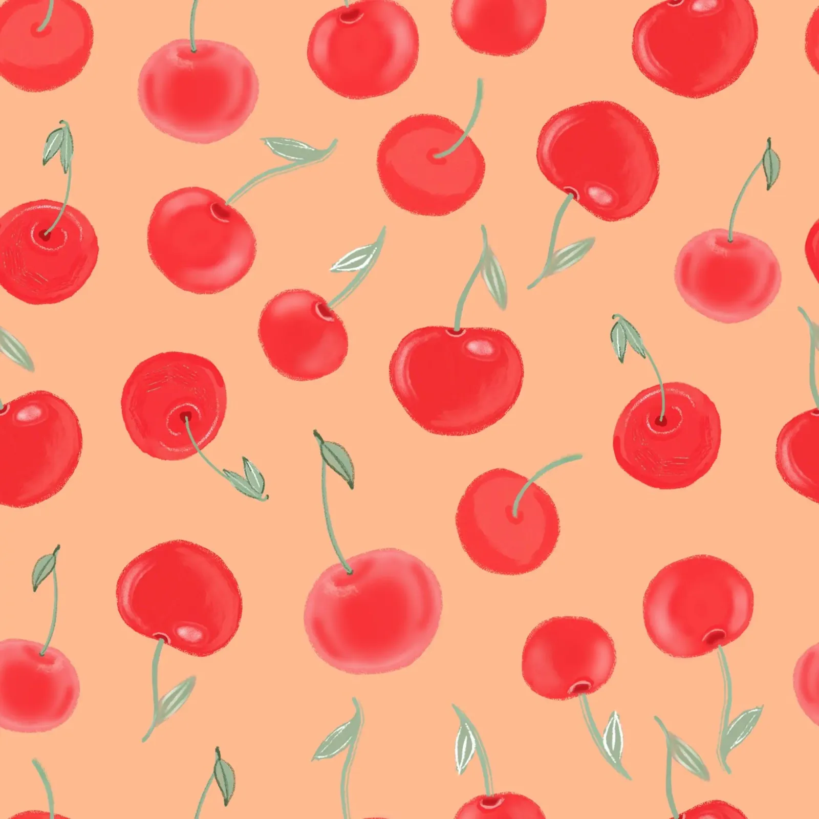 Berry Burst strawberry orange colored pattern hahnemühle by gulsengunel
