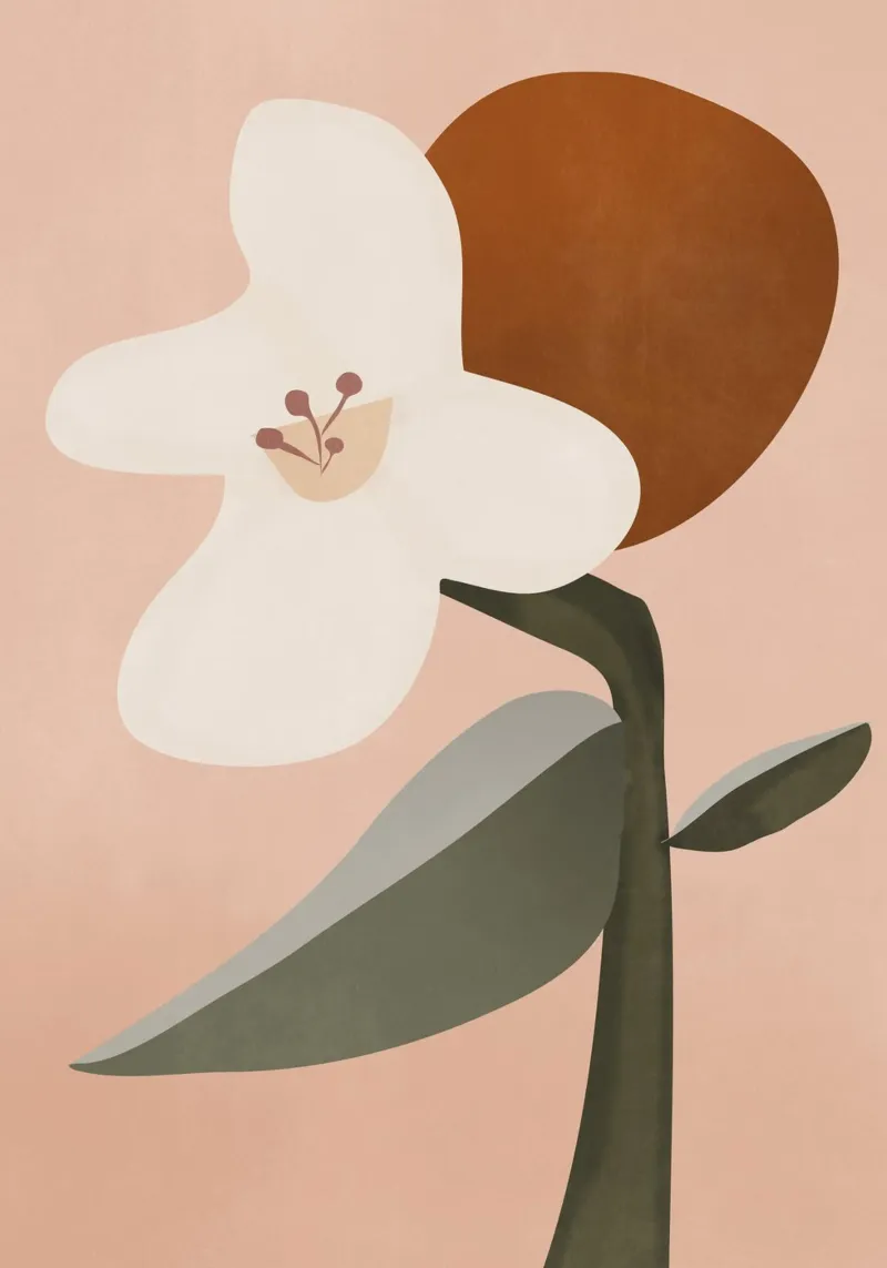 Abstract Minimal Art Flower 2 canvas with Floater frame by ThingDesign