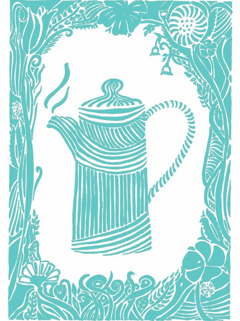 Pensieri di caffè - turchese tela con Cornice a cassetta da PaperLine Art
