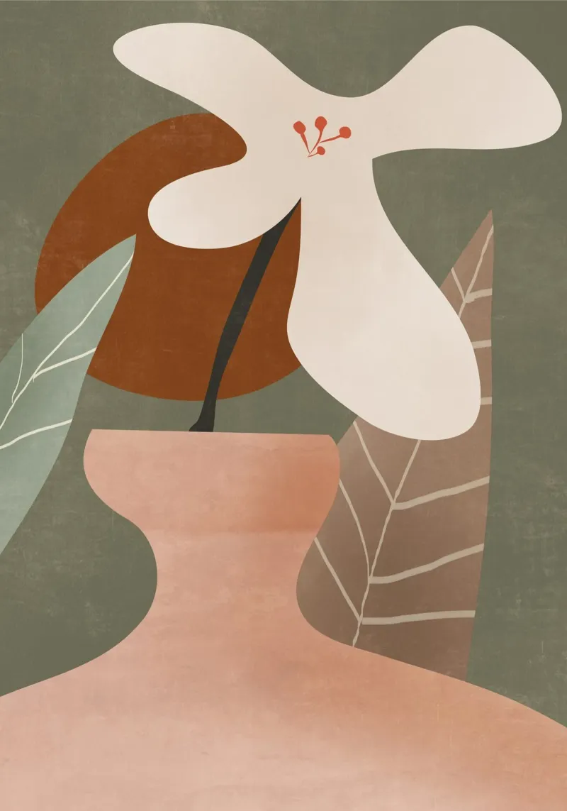 Vaso di fiori d'arte astratta poster con telaio in legno da ThingDesign