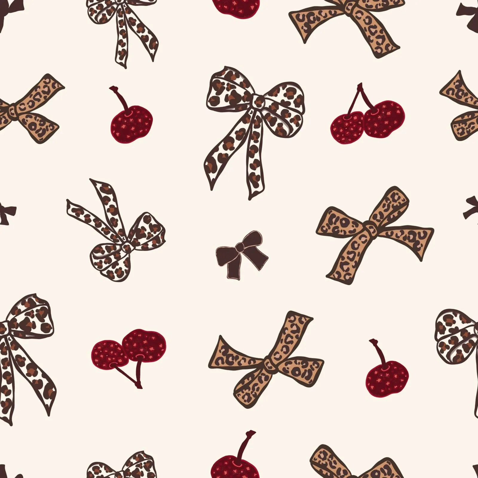 Leopard Cherry Pattern canvas by gulsengunel