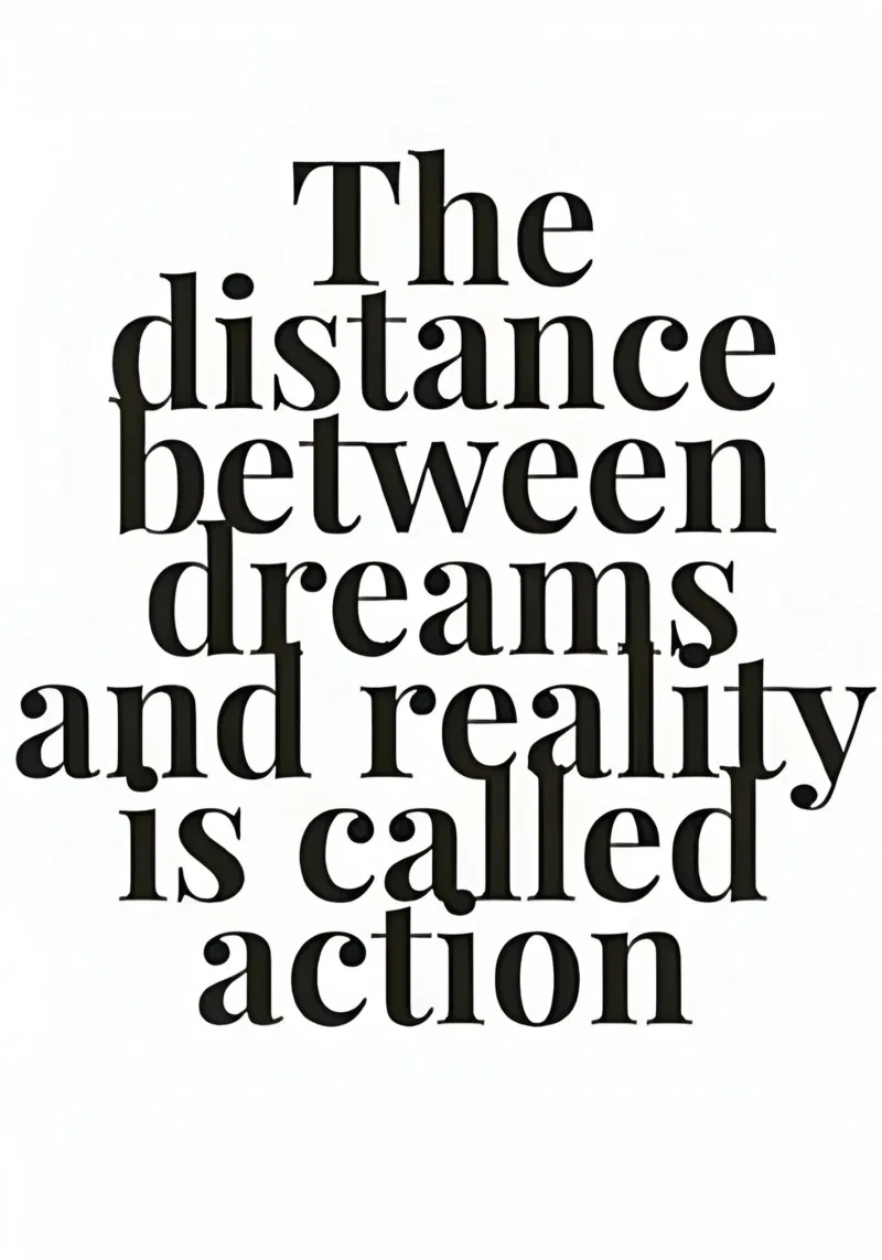 The distance between dreams and reality called action poster con telaio in plastica da Type & Tape