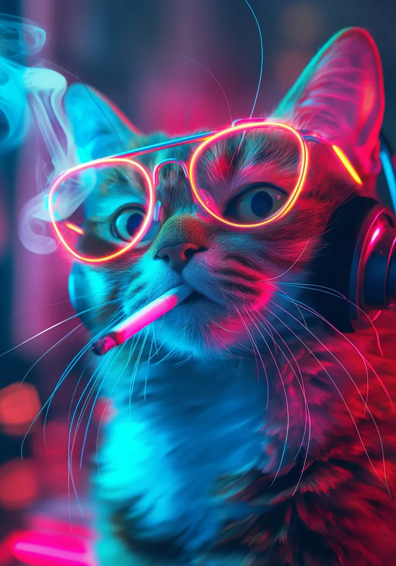 Gatto neon gamer poster da Fleur de Lys