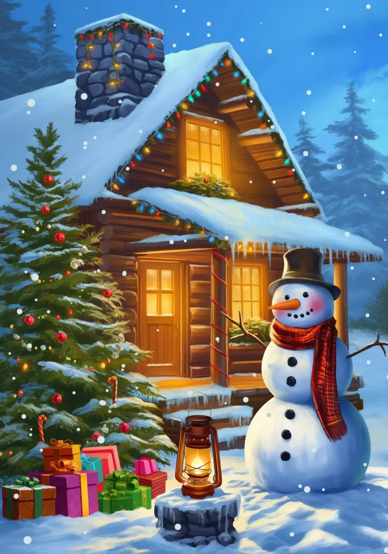 Pupazzo di neve di Natale poster con telaio in alluminio da Fleur de Lys