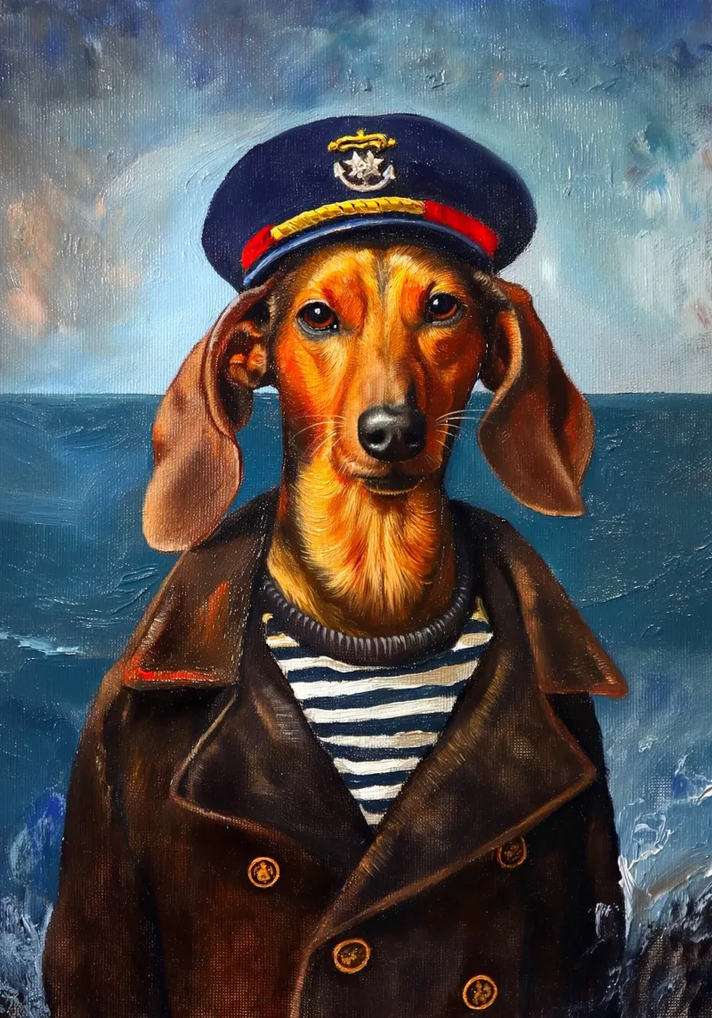 Zeeman Teckel Hond canvas met Baklijst van Fleur de Lys
