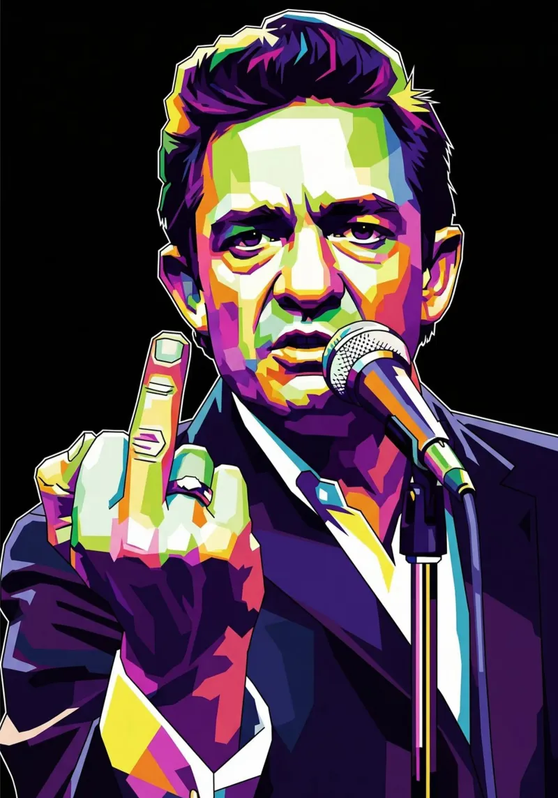 Johnny Cash stile midle finger tela con Cornice a cassetta da Hantamrata