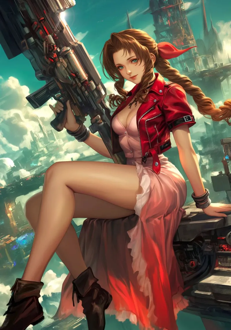 Ragazza dei fiori Aerith Final Fantasy VII poster con telaio in plastica da Fleur de Lys