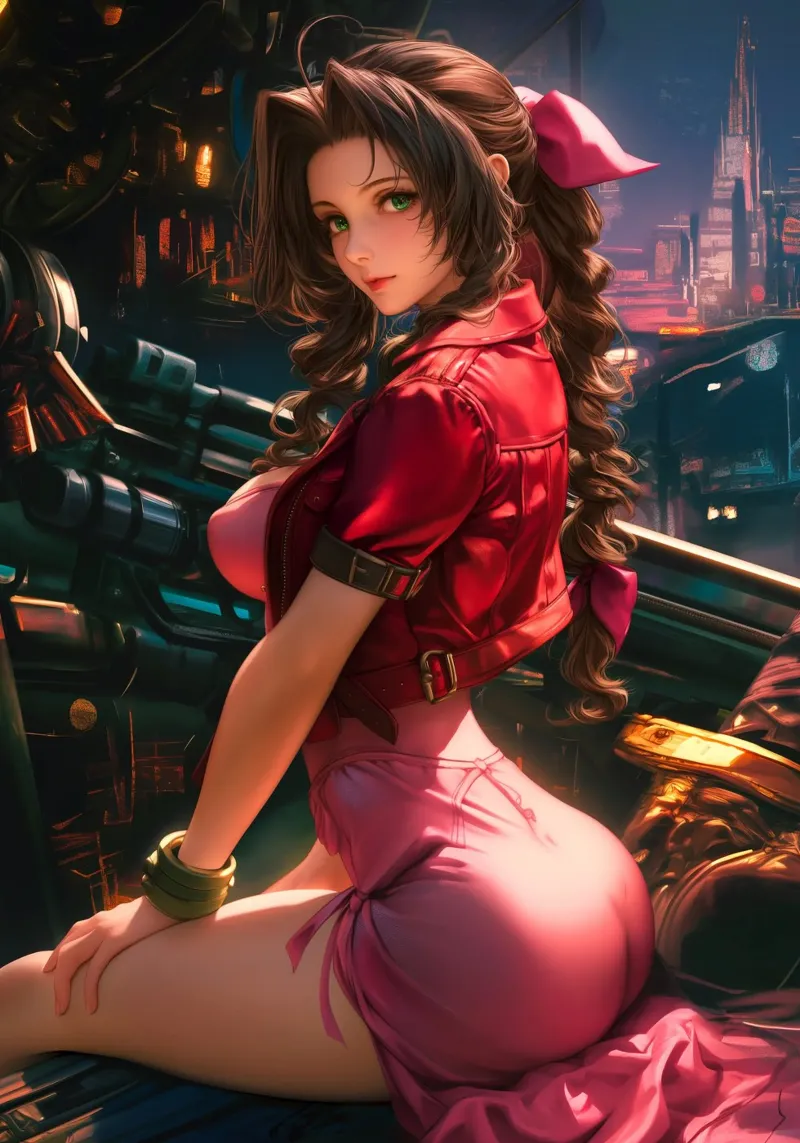 Aerith Final Fantasy VII poster con marco de aluminio de Fleur de Lys