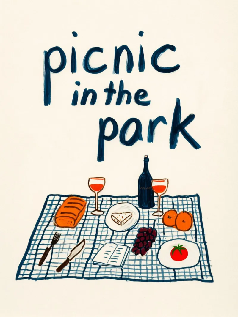 Picnic nel parco poster con telaio in plastica da Carinaprint