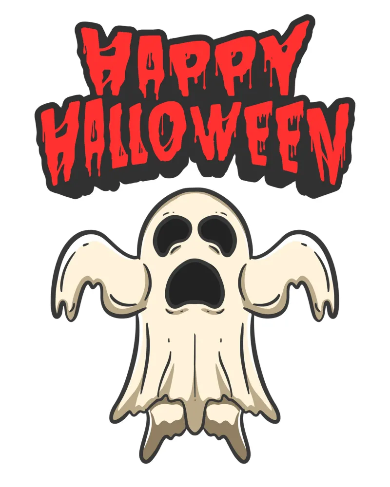 fantasma divertente felice halloween poster con telaio in alluminio da muhidines
