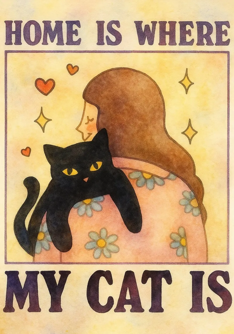 La casa è dove il mio gatto poster con telaio in alluminio da muhidines