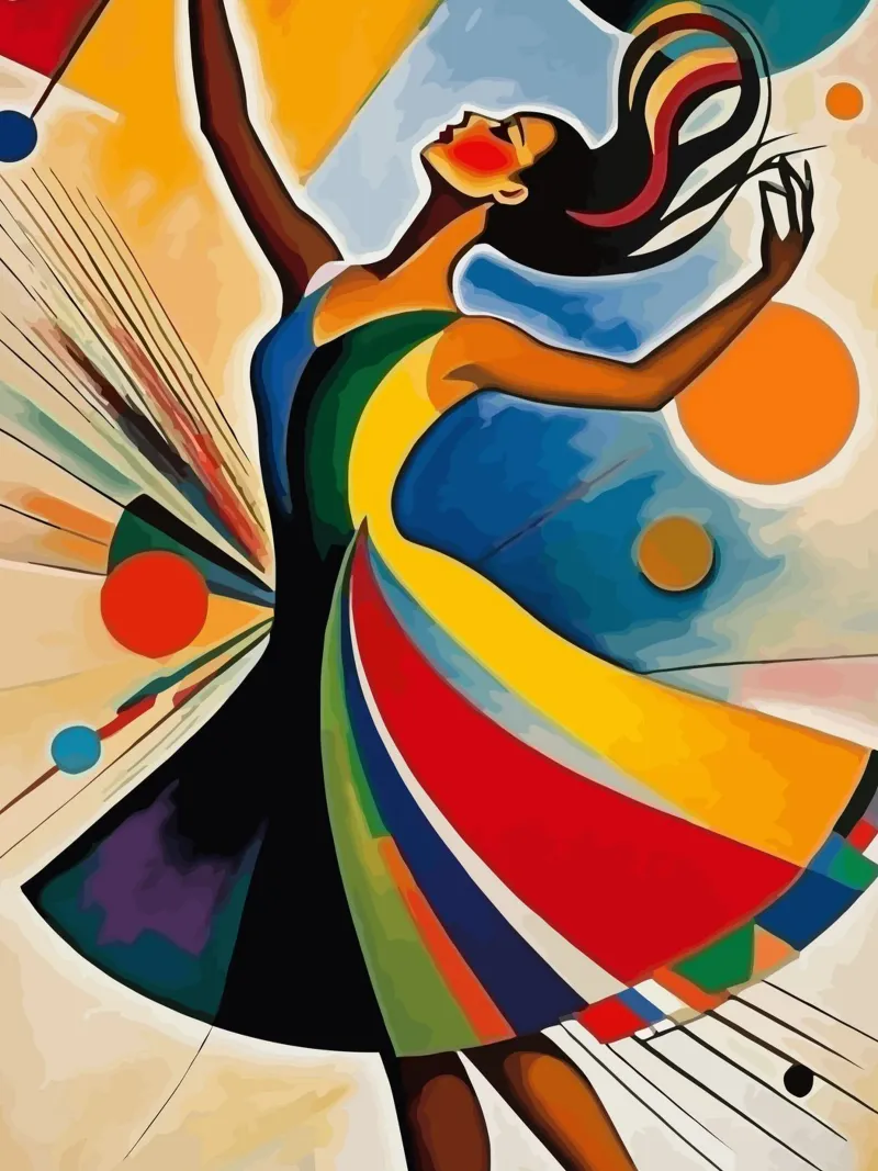 illustration of a dancing woman poster con telaio in plastica da Dumery Art