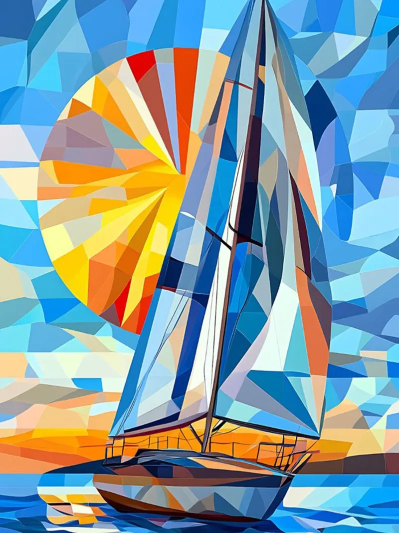 illustration of a ship in the ocean poster con telaio in legno da Dumery Art