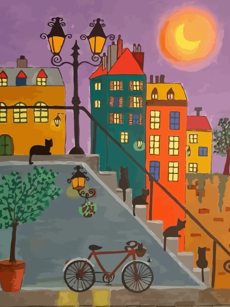 bicycle and cat in the afternoon poster con telaio in alluminio da Dumery Art