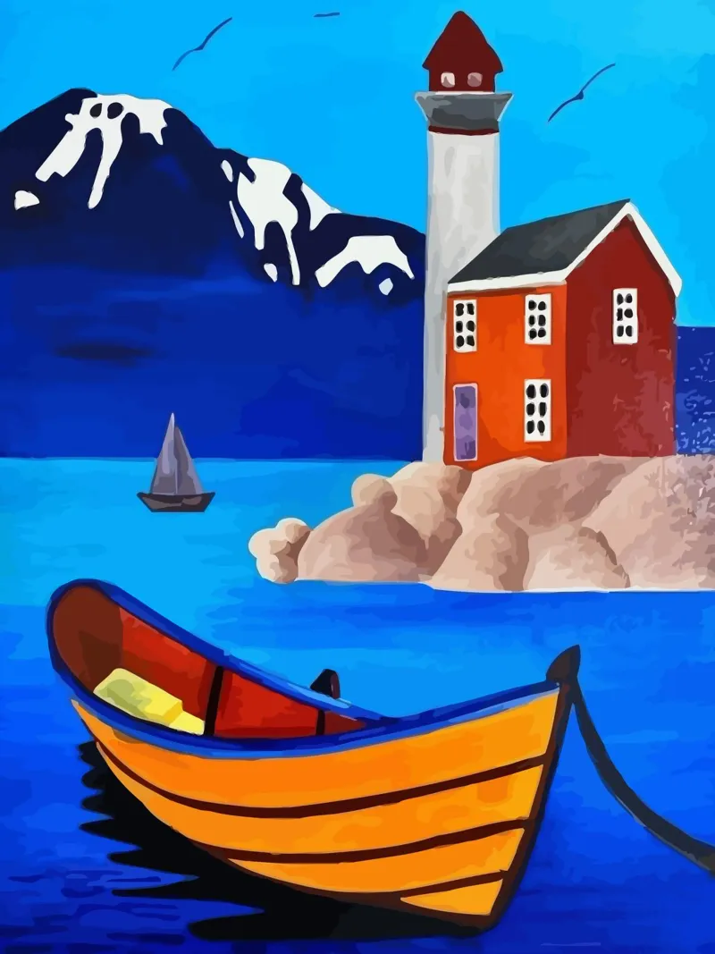 boat moored poster con telaio in legno da Dumery Art