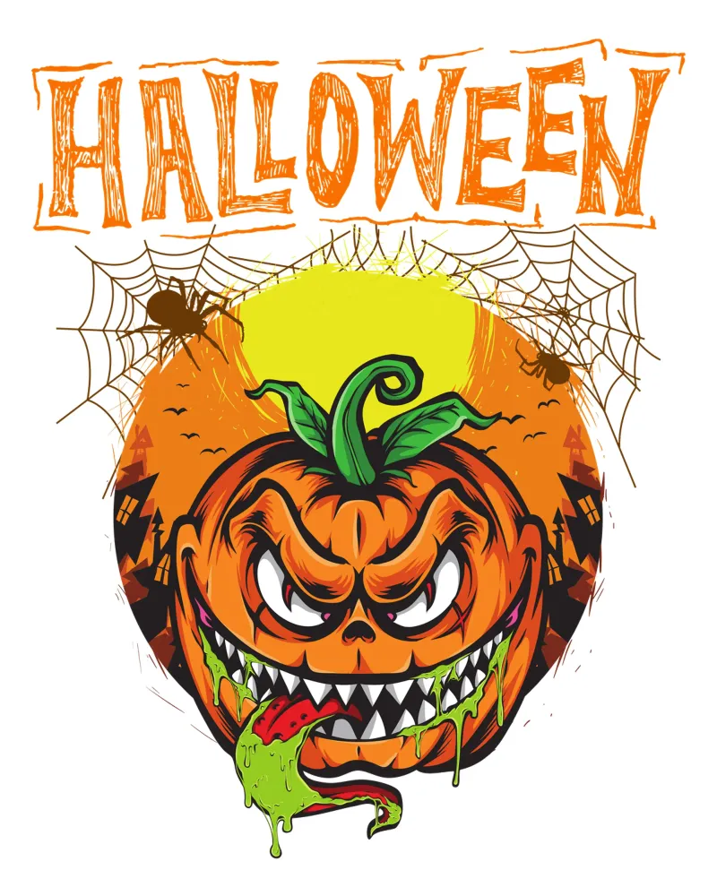 pompoen spook gezicht halloween canvas met Baklijst van muhidines