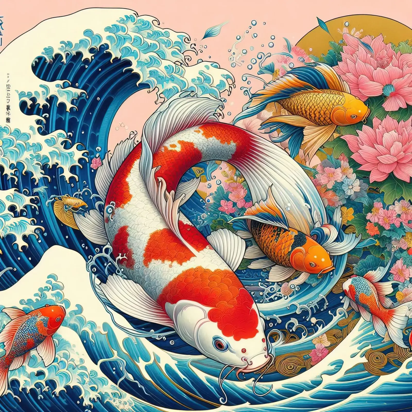Il mare blu e il pesce giapponese poster da Delaney Okuneva