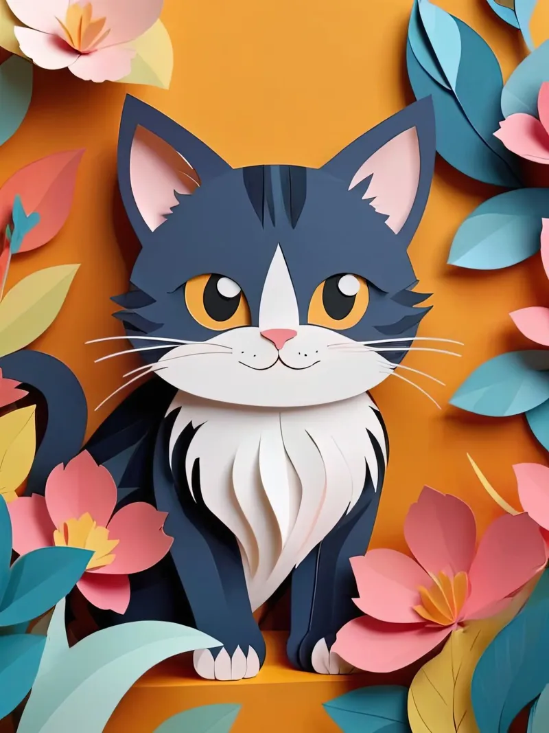 Gatto Taglio della carta poster con telaio in plastica da Delaney Okuneva
