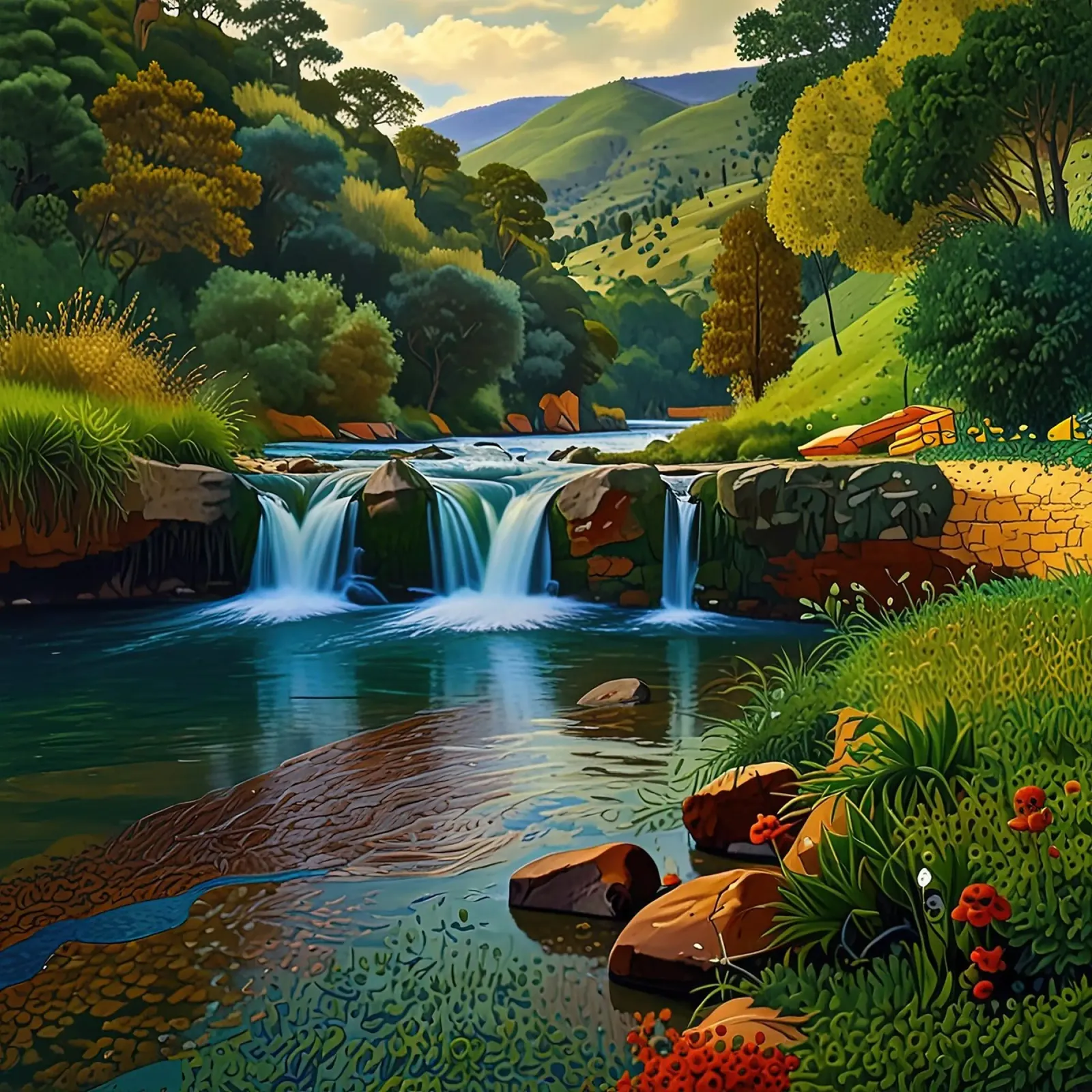 cascata di bellezza poster con telaio in alluminio da Delaney Okuneva