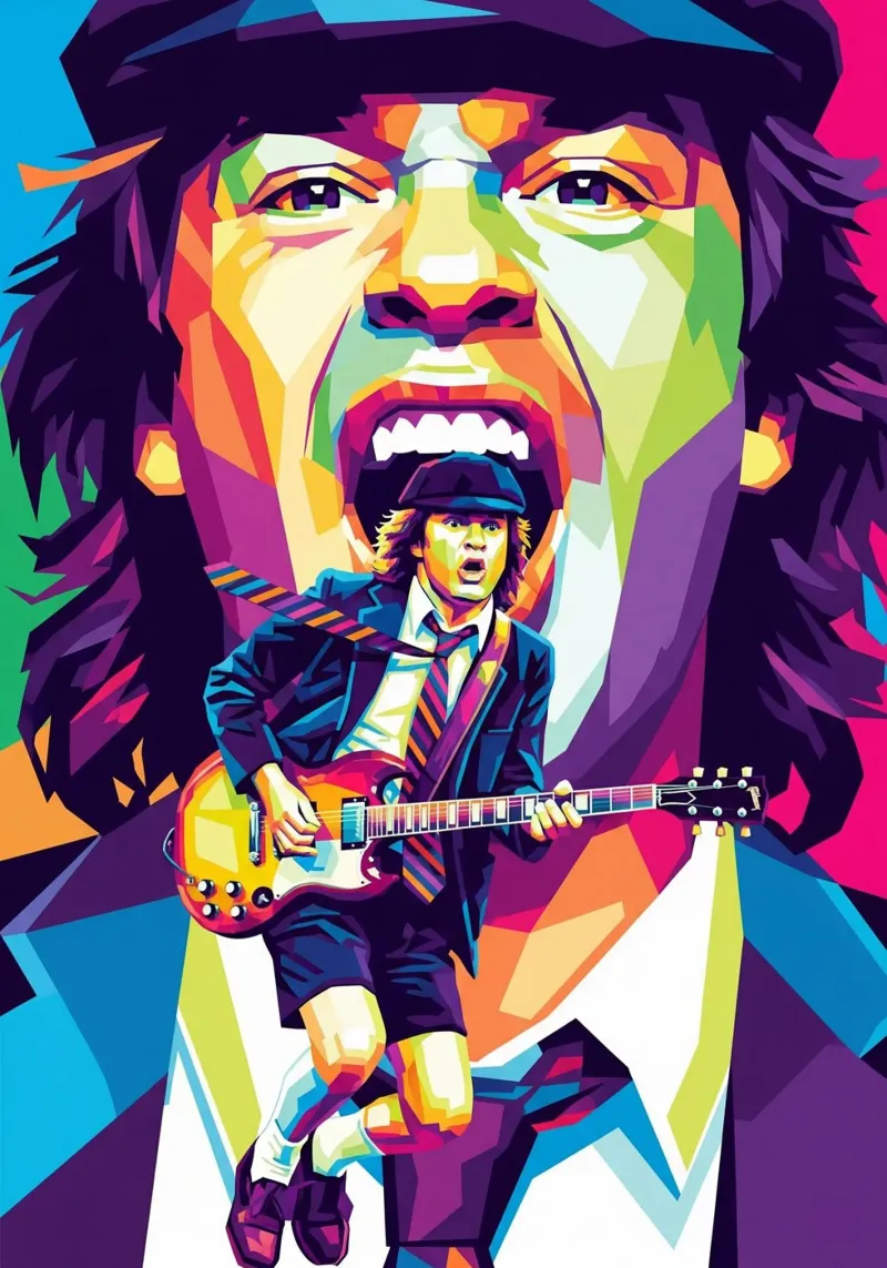 Angus Young ACDC #1 poster con telaio in legno da Hantamrata