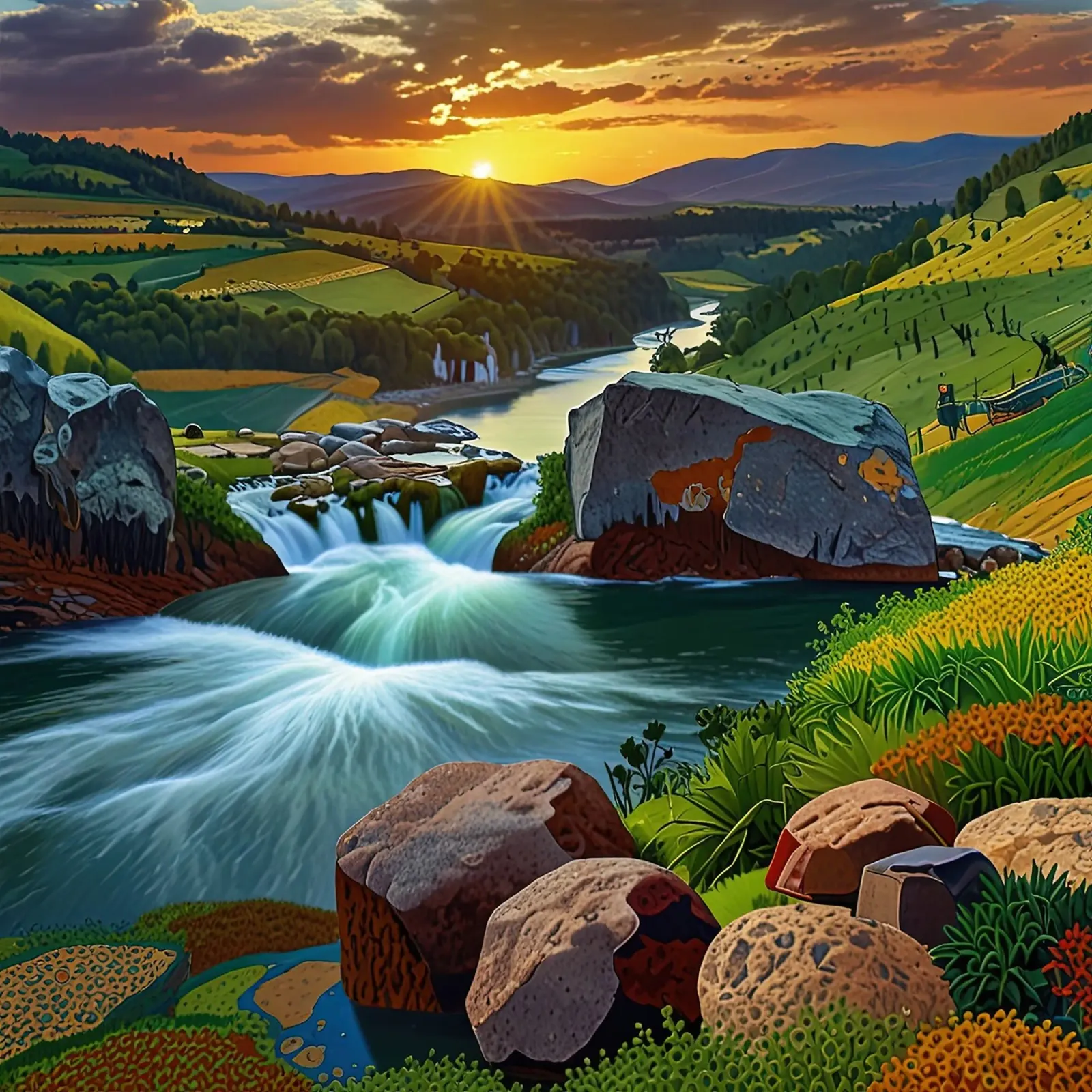 Fiume della bellezza poster con telaio in alluminio da Delaney Okuneva