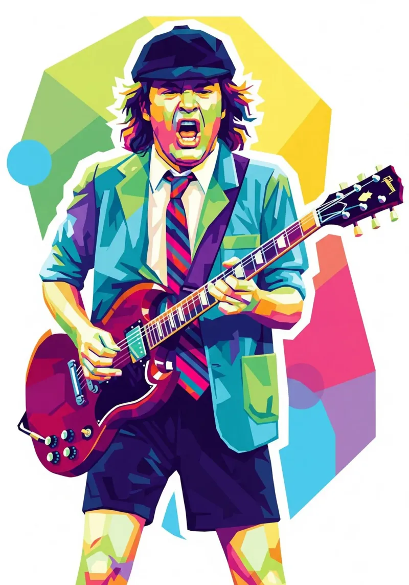 Angus Young ACDC #2 poster con telaio in legno da Hantamrata
