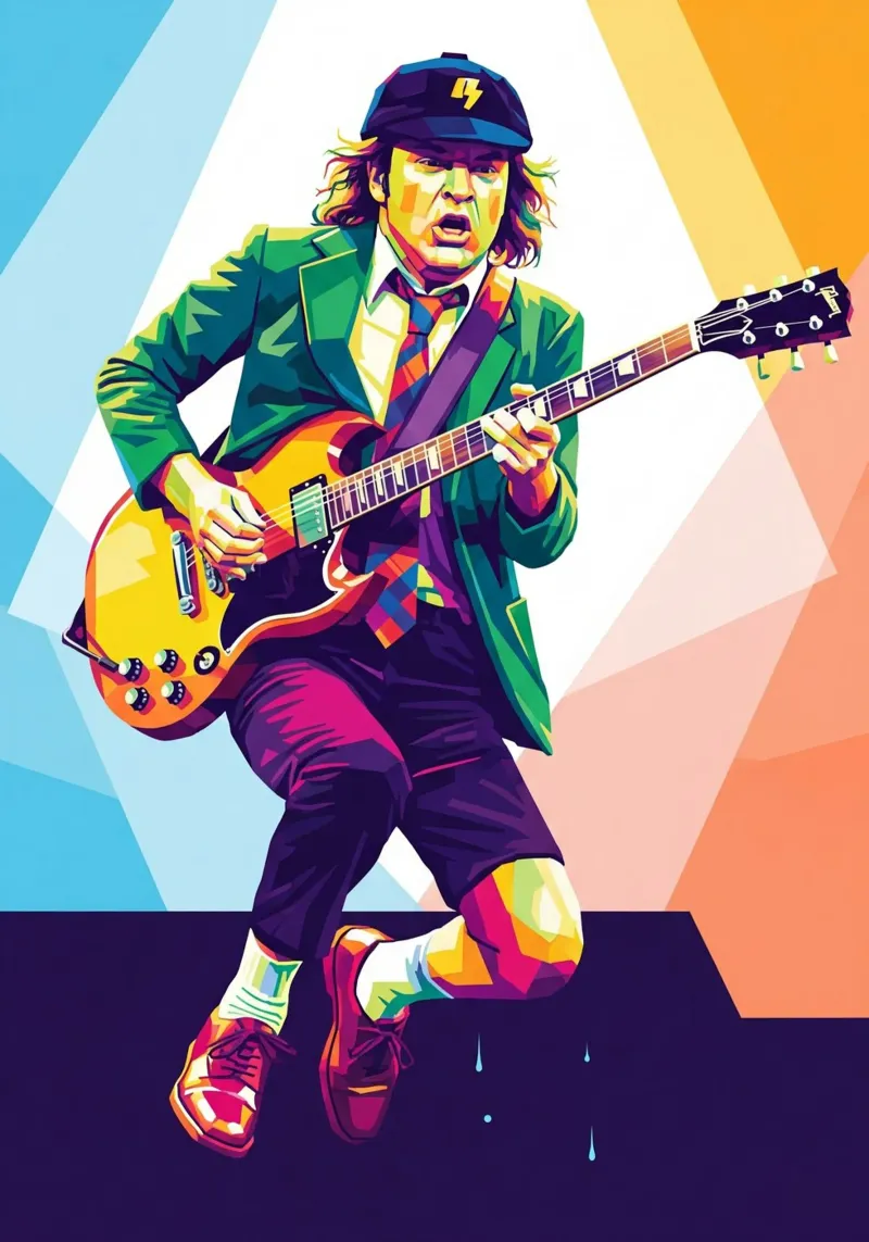 Angus Young ACDC #3 poster con telaio in legno da Hantamrata