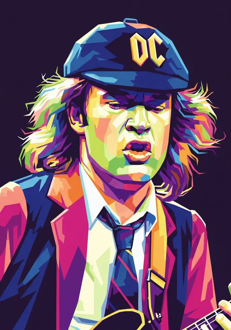 Angus Young ACDC #4 poster con telaio in legno da Hantamrata