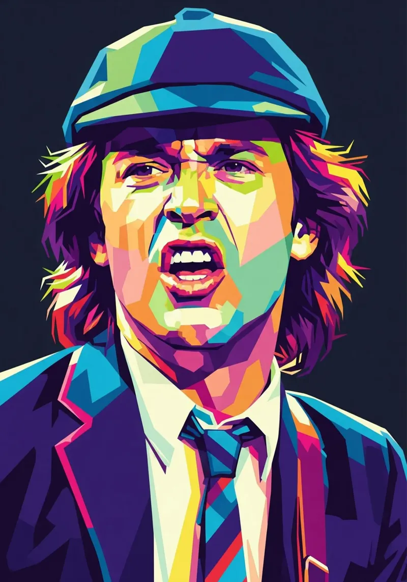 Angus Young ACDC #5 poster con telaio in legno da Hantamrata