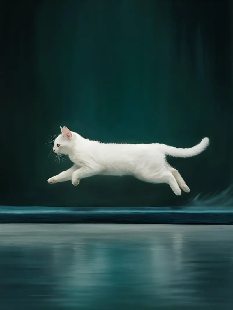 Gatto bianco in silenzio blu poster con telaio in plastica da Plain Thoughts