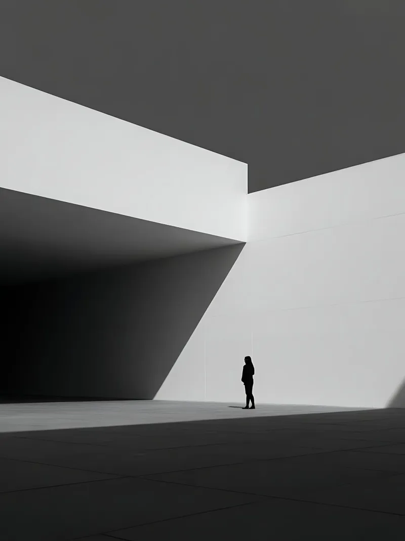 Solitudine geometrica in bianco e nero alluminio dibond da Plain Thoughts