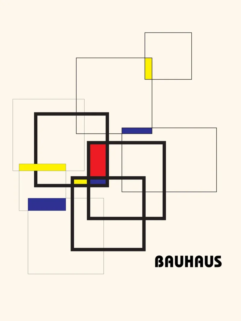 Bauhaus Line Art - Geometria astratta moderna poster con telaio in alluminio da Casa Calm